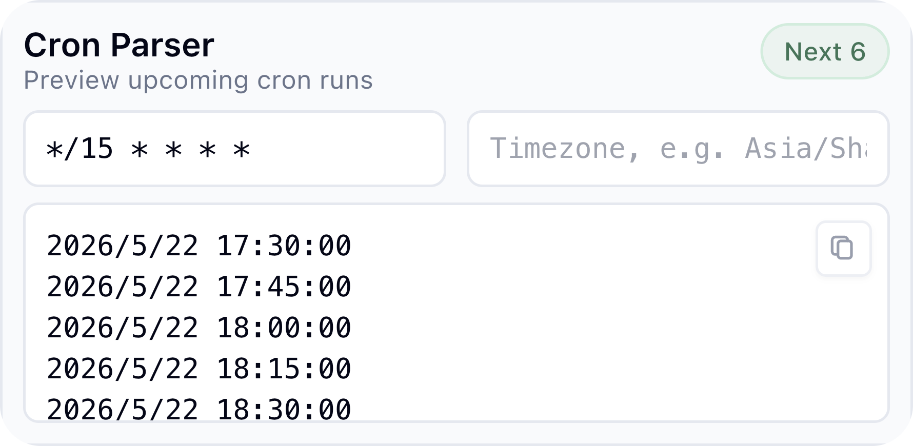cron-parser wide preview
