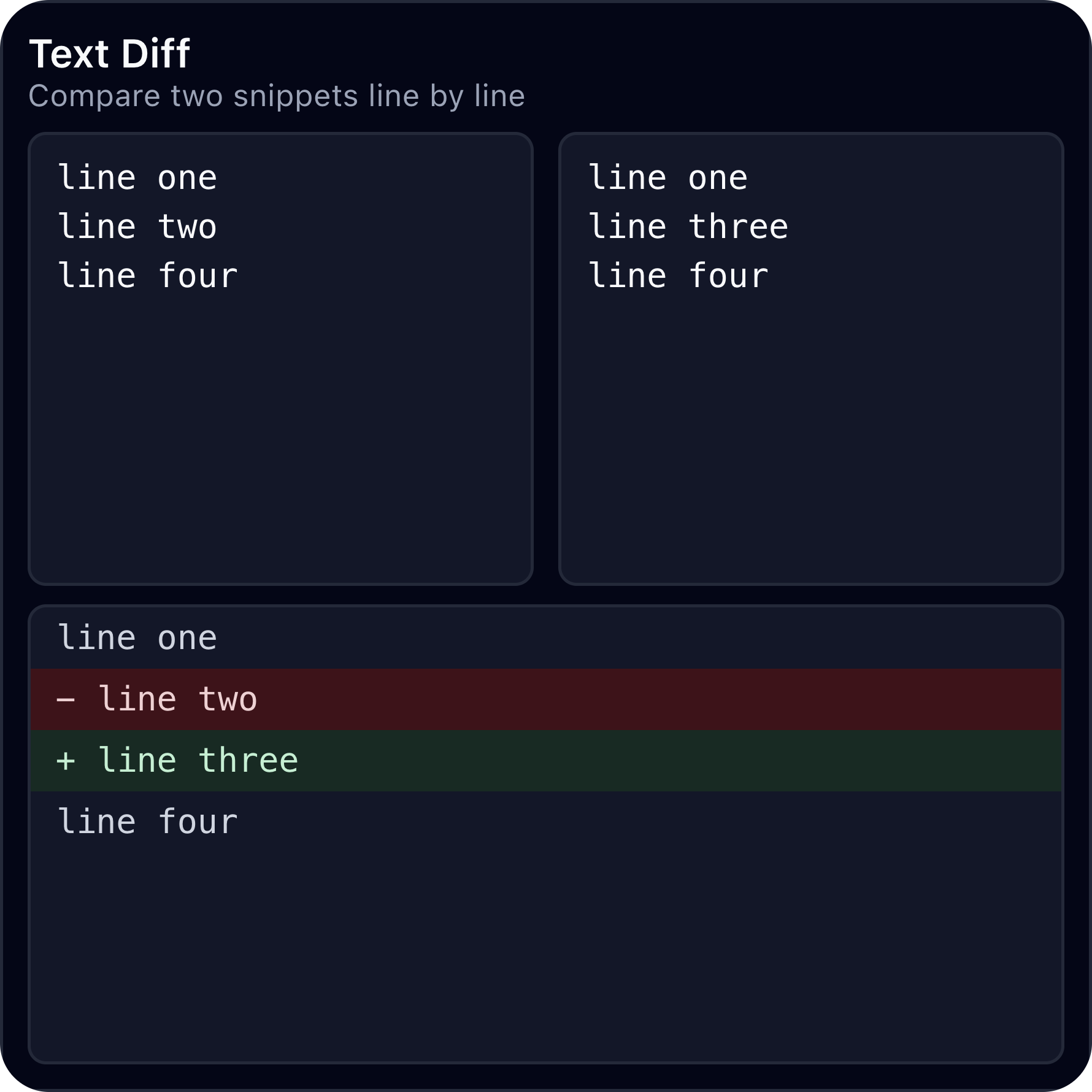 Developer Tools text-diff desktop widget preview