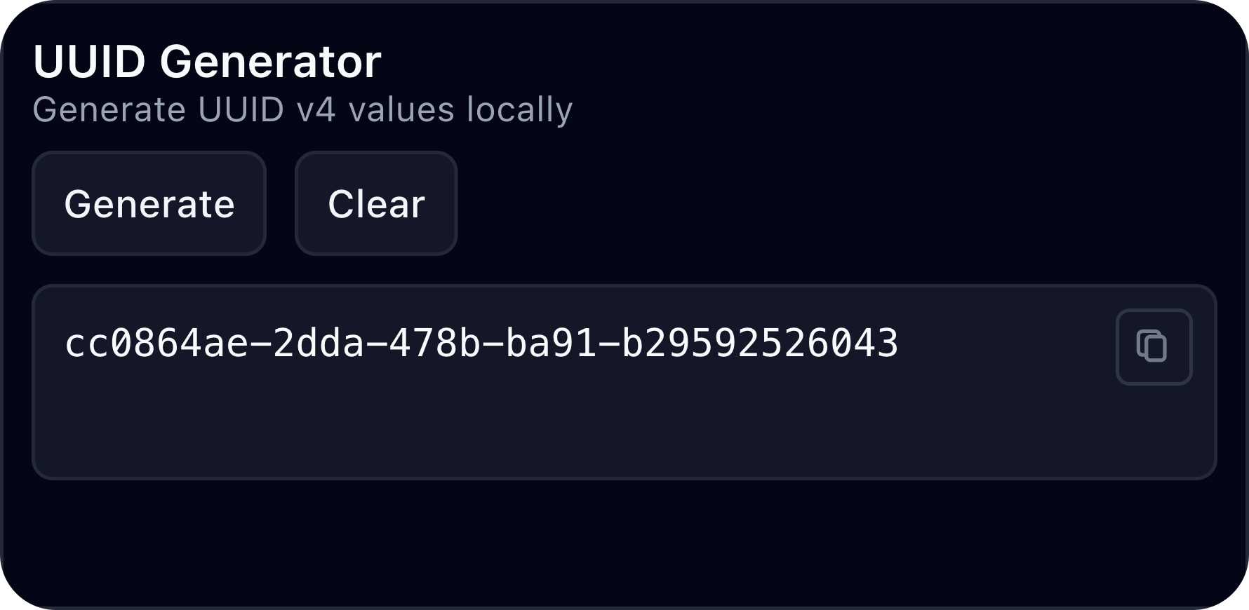 Developer Tools uuid-generator desktop widget preview