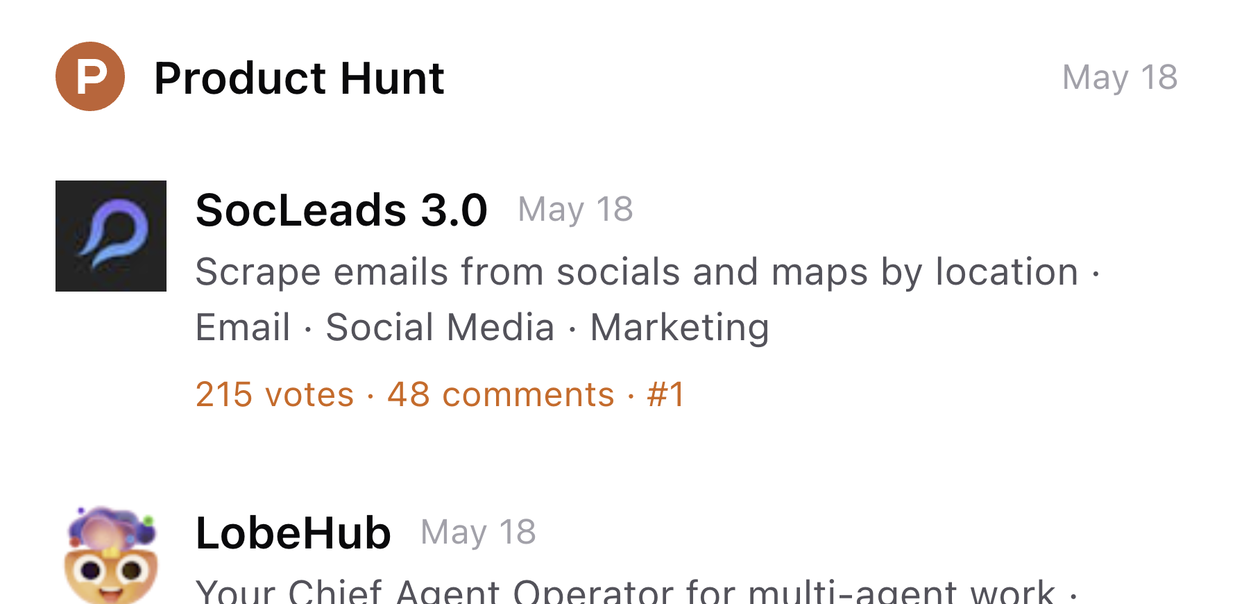 Product Hunt product-hunt-feed wide